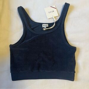 KULE terry cloth Selena navy crop top NWT